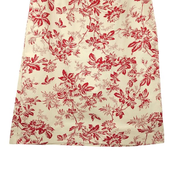 Eddie Bauer Floral Print Straight Pencil Skirt Womens Size 6 Cotton Tan Burgundy - Picture 9 of 11